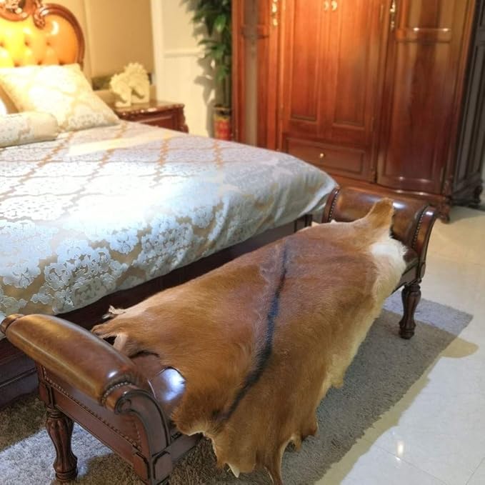Red Deer Hide Rug,3.2x2.1ft,Hunting Carpet,Antelope Mat Fawn Rug forBedroom | Deer Skin, Deer Taxidermy, Fireplace Deerskin Decor, Reindeer Hide Area Rug, Animals Mat Carpet for Home Office Bedroom