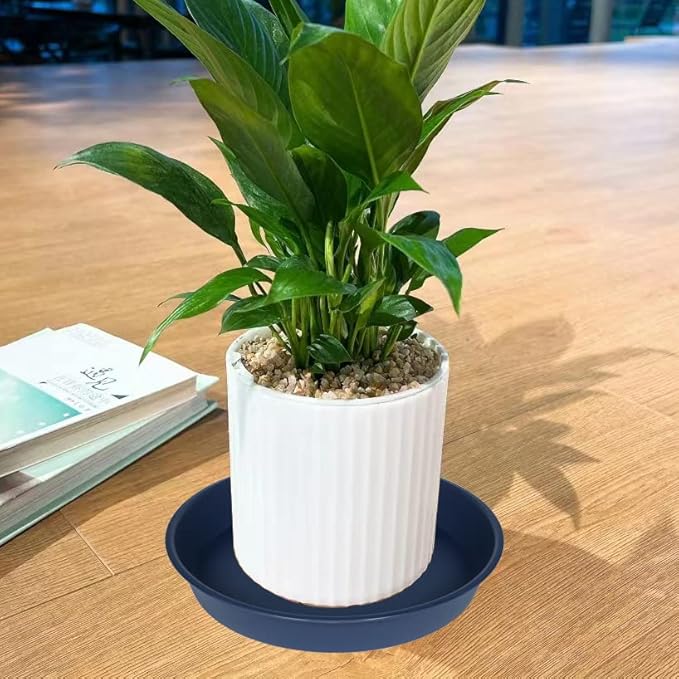 4 Pack of 20 21 inch Plant Saucer Round, Deep Plant Saucers for Pots, Heavy Duty Plastic Plant Drip Tray for Indoors Outdoor, Bird Bath Bowls, Plant Trays for Planter 19-22" (21 inch, Blue)