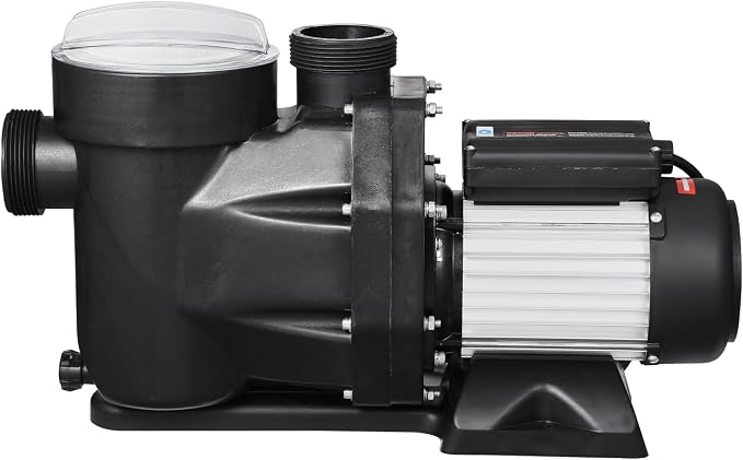 VEVOR In/Above Ground Pool Pump, 2 HP, Self Priming Single Speed Swimming Pool Pump, 220V 3450 RPM 61 ft Max Head Lift with PP Shell Strainer Basket, 122°F Max Water Temp, for Hot Tubs Spas, No Plug
