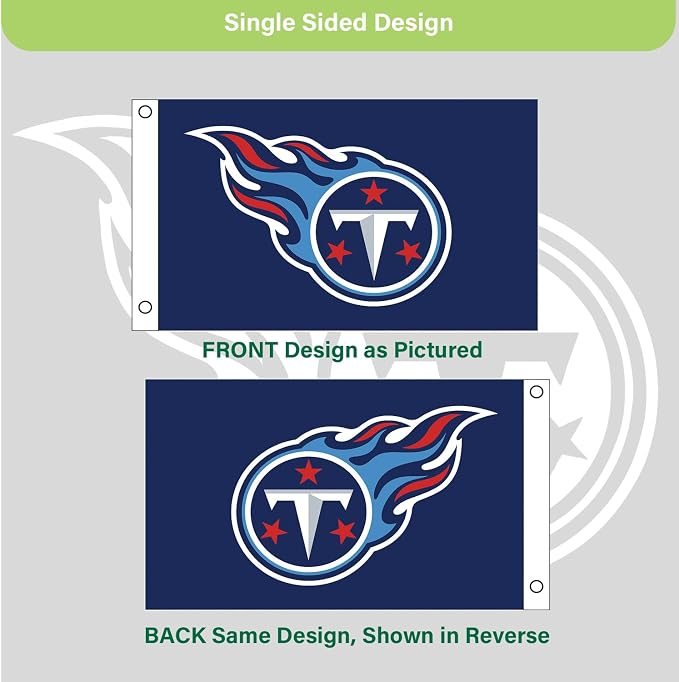 NFL Tennessee Titans 3 x 5 Outdoor Durable House Flag with Grommets | Sport Team Flag & Banner | Indoor Wall Decor Flag for Room | Works with Flag Poles for Outside House