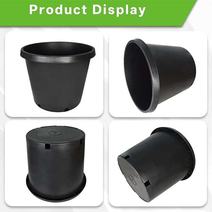 Nursery Pots with Drainage Holes Pack of 5 Pcs 15 Gallon and Plant Label Flexible Seedling Pots Seed Starting Planter for Indoor Outdoor Flowers Succulents Cactus