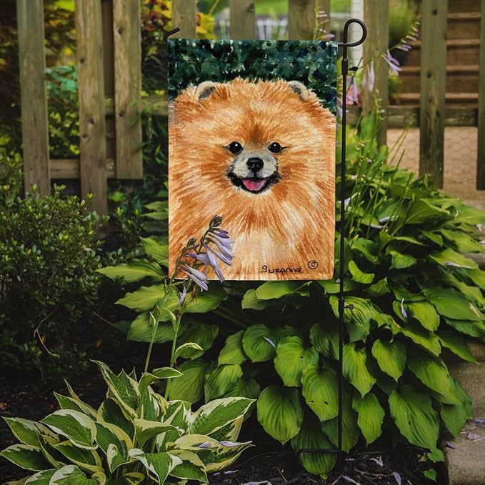 Caroline's Treasures SS8725GF Pomeranian Garden Flag Mailbox Flag Decorative Yard Flag Banner Outside Patio Artwork Yard Flower Beds, Garden Size, Multicolor