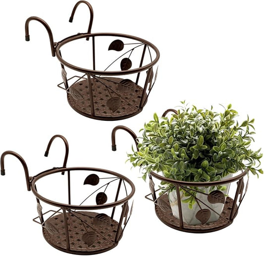 Hanging Flower Pots for Home Kitchens are Commonly Used On Balconies with Iron Hollow Hanging Leaves to Decorate The Stable Garden Green Well Hanging Flower Baskets (Champagne)