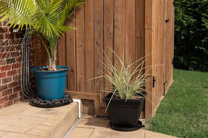 Drain Away Black 22 Inch Plant Saucer Heavy Duty Drain Tray for Large Pots Indoor Outdoor Waterproof UV Resistant | Protect Floors Decks | 12in 15in 22in | White Gray Terra Cotta Black