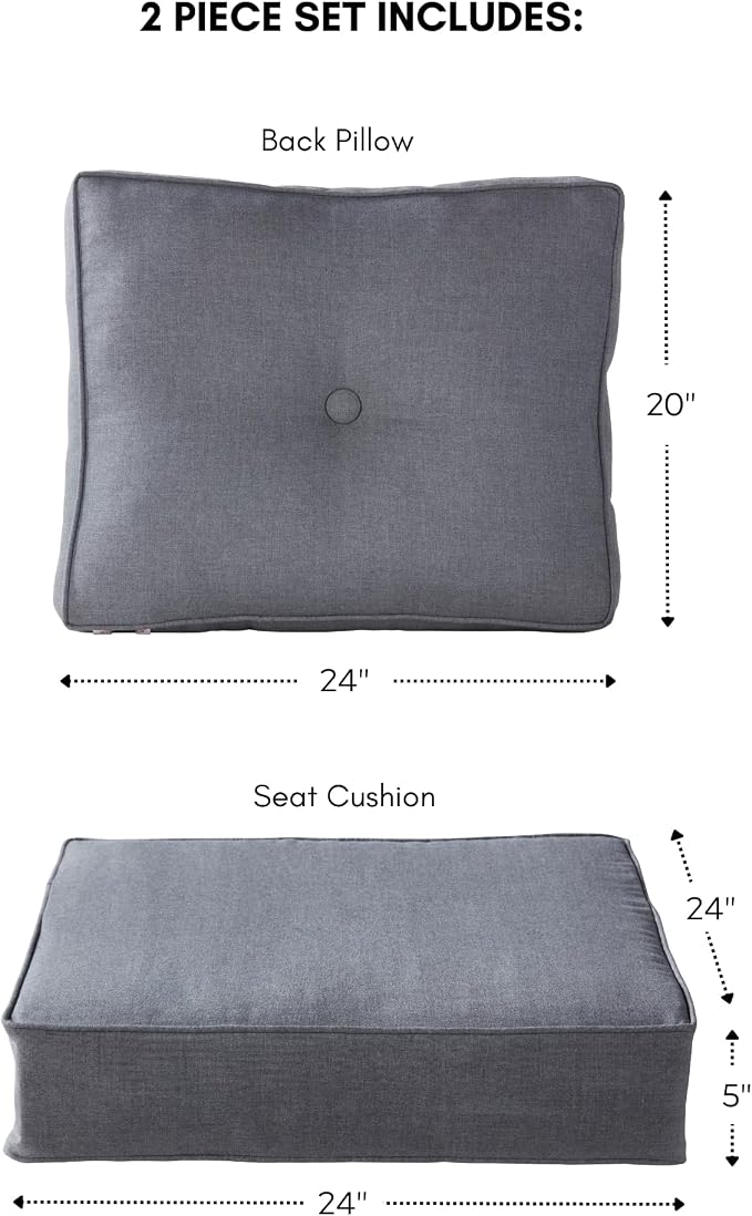 Outdoor 2-Piece Sunbrella Premium Deep Seat Cushion Set, Cast Slate