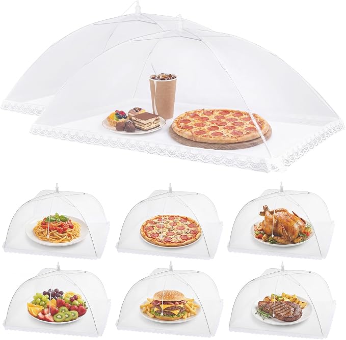 8 Pack 2 Size Mesh Food Covers for Outside, 2 Jumbo and 6 Large Cake Cover Net for Indoor/Outdoor, Picnic Accessories Fruit Cover Tent Keeping Out Flies Bugs Mosquitos