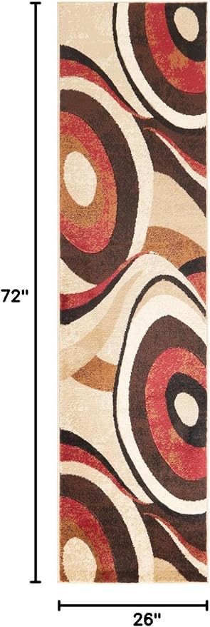 Home Dynamix TRIBECA 26RN 6FT Tribeca Slade Contemporary Modern Abstract Runner Rug 26"x6' Brown Red, Brown/Red