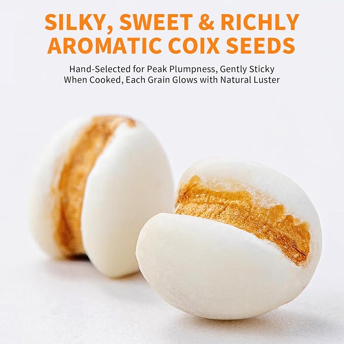 Jobs Tear Coix Seeds 14.11oz (400g) | Pearl Barley Coix Rice No Additives, No Sugar | Whole Grain for Porridge/Soup 薏米 薏苡仁