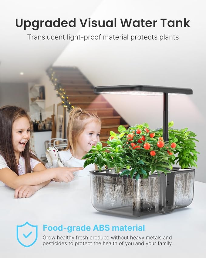 iDOO Hydroponics Growing System with 12 Pods Kit & LED Grow Light | Indoor Herb Garden with 5L Transparent Water Tank, Self Watering, Auto-Timer, Adjustable Heigh, Gifts for Women Men Fathers