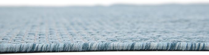 Unique Loom Collection Casual Transitional Solid Heathered Indoor/Outdoor Flatweave Area Rug (8' x 11' 4" Rectangle, Aquamarine/Ivory)