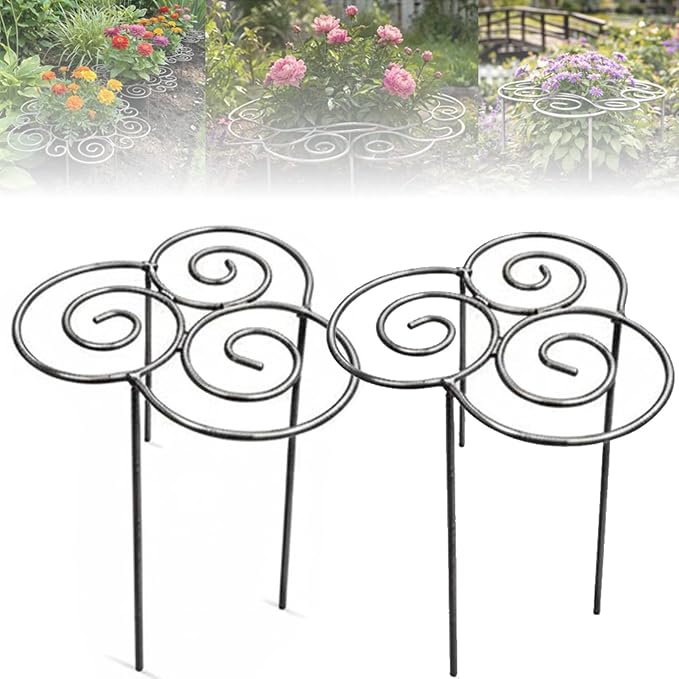 Metal Plant Support Ring for Garden,2026 New Peony Cages Stand,Decorative Grow Through Rings, Stackable Houseplant Stake, Dahlia Cage,Outdoor Orchid Clip Flower Support Frame