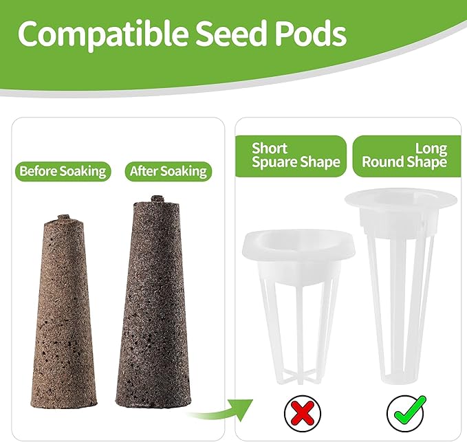 Grow Sponges, Replacement Root Growth Sponges Seed Pods Compatible with AeroGarden, Seedling Starter Sponges Kit for Hydroponic Indoor Garden System (40pcs Set)