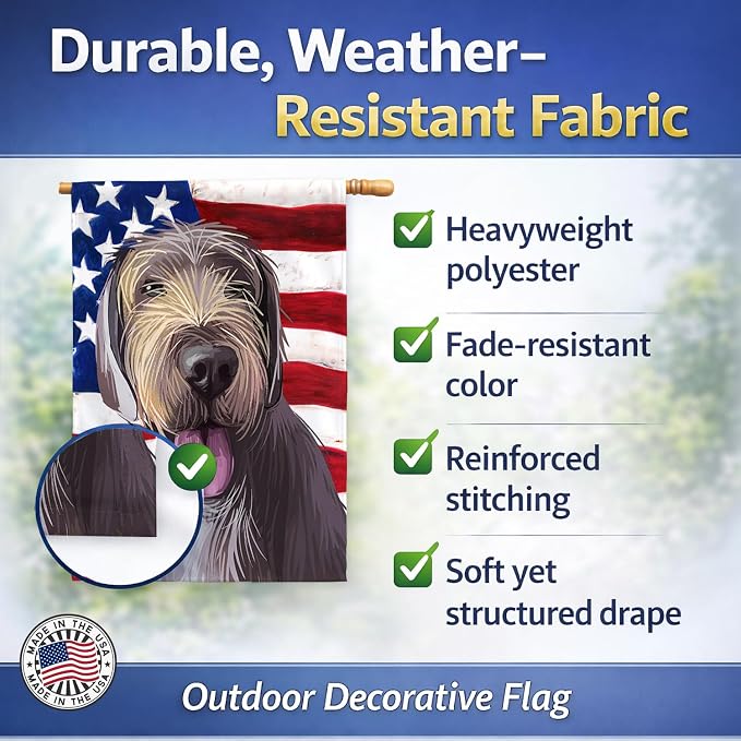 Caroline's Treasures CK6712CHF Slovak Rough-haired Pointer American Flag House Flag Large Porch Sleeve Pole Decorative Outside Yard Banner Artwork Wall Hanging, Polyester, House Size, Multicolor