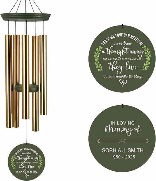 ASTARIN Memorial Wind Chimes for Loss of Loved One/Mother Personalized, Bereavement Wind Chimes Gift for Funeral, Indoor/Outdoor Windchime 30/36 inch(Produced in Texas)
