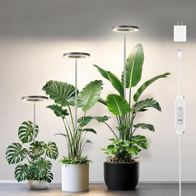 3 Packs LPMZMBL Full Spectrum Grow Light for Indoor Plants, 80 LEDs Each Plant Growing Lamp with 6/12/16H Timer,for Seedlings, Succulents, Shelves, Greenhouse (B3)