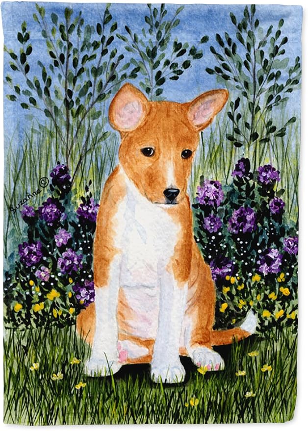 Caroline's Treasures SS8108GF Basenji Garden Flag Mailbox Flag Decorative Yard Flag Banner Outside Patio Artwork Yard Flower Beds, Garden Size, Multicolor