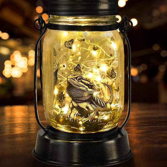 kyoryuger Bearded Dragon Gifts for Women/Men Bearded Dragon Solar Lanterns Mom Birthday Animal Lovers Lantern Animal Memorial Lights Solar Garden Decoration for Yard, Patio,Backyard,Porch Torches