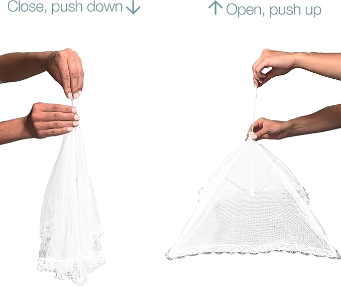 Simply Genius Mesh Food Covers for Outdoors - 2 Jumbo (39x24 in) & 4 Large (17x17 in), White Collapsible 6-Pack - Pop-Up Reusable Food Nets & Tents for Outdoor Serving & Picnics with Bug Protection