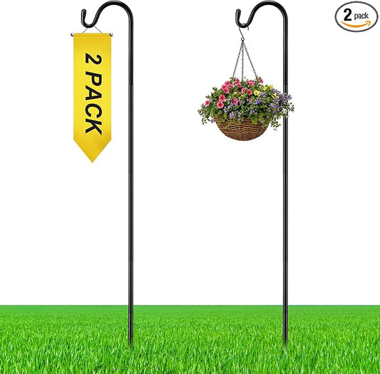 2 Pcs 72 Inch Shepherds Hook for Outdoor Adjustable Bird Feeder Pole Metal Steel Shepard Hooks for Hummingbird Stand Feeder Pole for Garden Plant, Lantern, Hanging Wedding Decor