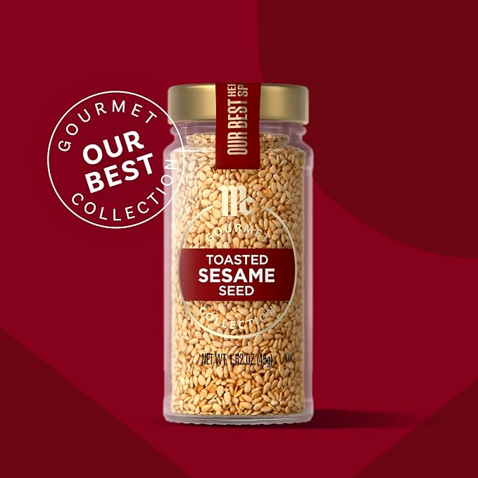 McCormick Gourmet Collection Toasted Sesame Seed, Non GMO, Kosher, Our Best Herbs & Spices, Toasty Flavor, Golden Color, Elevate Stir-Fry, Sushi, Rice, Salmon, Baked Goods, Salad & More, 1.62 oz
