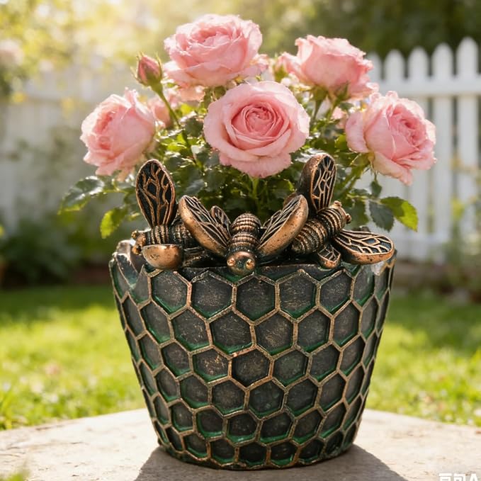 Garden Flower Pots Outdoor Planter: Decorative Pots for Plants Indoor with Drainage Cute Small 6 inch Mums Gardening Porch Railing Yard Decor Patio Decorations