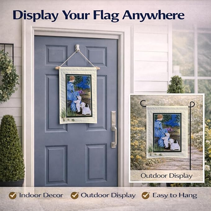 Caroline's Treasures SS8021GF Lady with her Westie Garden Flag Mailbox Flag Decorative Yard Flag Banner Outside Patio Artwork Yard Flower Beds, Garden Size, Multicolor