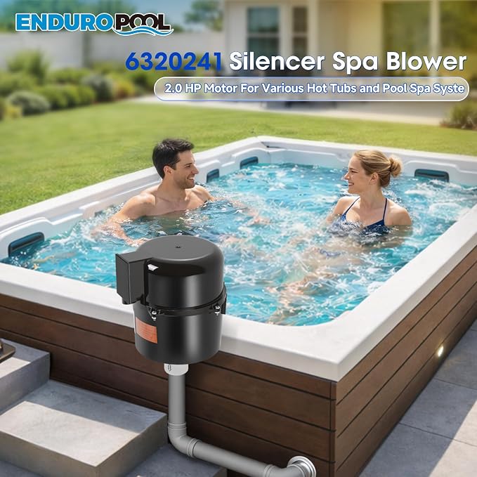 6320241 Silencer Spa Blower 2HP 240 Volt 4.6 Amp 2 Years Warranty | Replacement for Air Supply, Direct 2 Inch Plumbing System, Quiet & Shock-Absorbing Design, for Pool Hot Tub & Spa 8-12 jets
