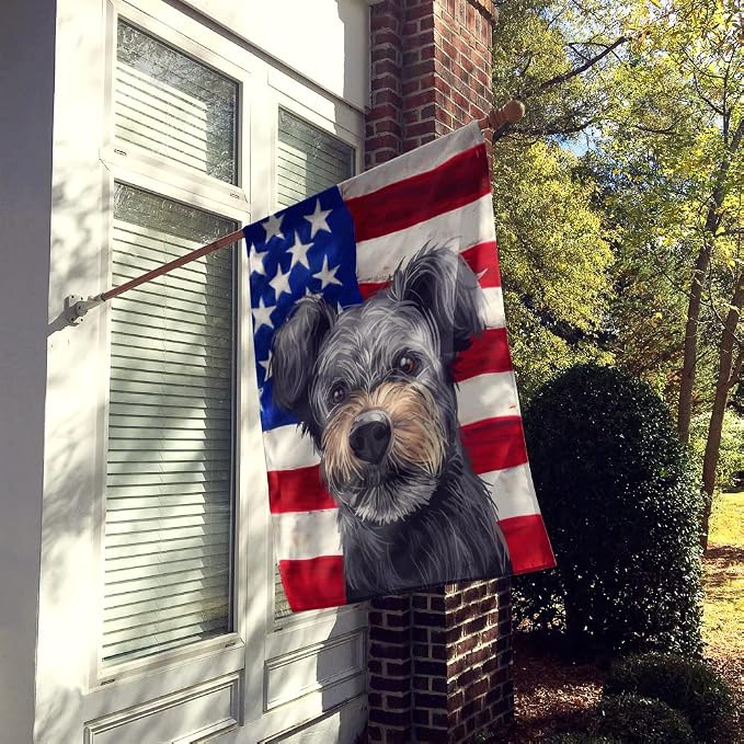Caroline's Treasures CK6667CHF Pumi Dog American Flag House Flag Large Porch Sleeve Pole Decorative Outside Yard Banner Artwork Wall Hanging, Polyester, House Size, Multicolor