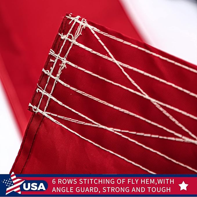 Large 8x12 FT American Flags for Outside,High Wind Durable USA Flag Outdoor, Embroidered Stars,Sewn Stripes,3 solid brass grommets,Heavy Duty Nylon All Weather US Flag