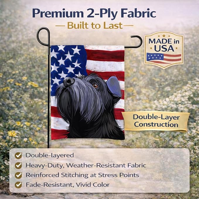 Caroline's Treasures CK6725GF Standard Schnauzer Black American Flag Garden Flag Mailbox Flag Decorative Yard Flag Banner Outside Patio Artwork Yard Flower Beds, Garden Size, Multicolor
