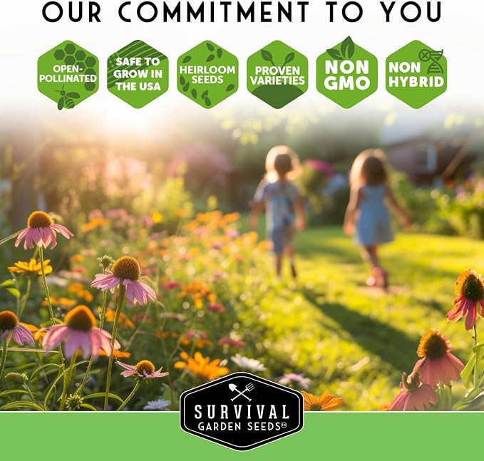 10 Flower Seed Collection for Planting - Zinnia, Sunflower, Marigold, Snapdragon, Nasturtium, Morning Glory, Chamomile, Shasta Daisy, Purple Coneflower, Four O’Clock - Survival Garden Seeds