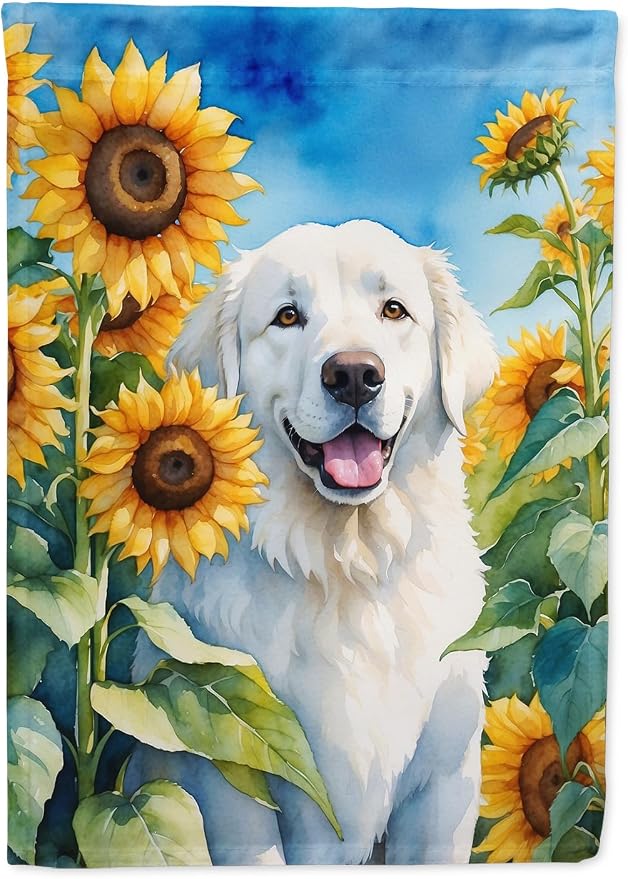 Caroline's Treasures DAC6108GF Kuvasz in Sunflowers Garden Flag Mailbox Flag Decorative Yard Flag Banner Outside Patio Artwork Yard Flower Beds, Garden Size, Multicolor