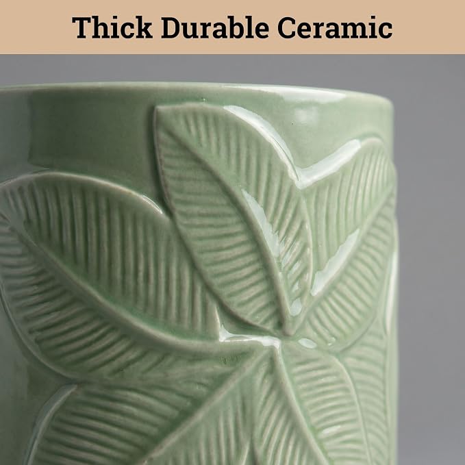 Ceramic Pots for Plants Set of 3 Sizes - 6, 5, 4 Inch Diameter Plant Pots with Drainage Holes - Ceramic Planters for Indoor Plants - Decorative Flower Pot - Plant Pot with Drainage - Indoor Planter
