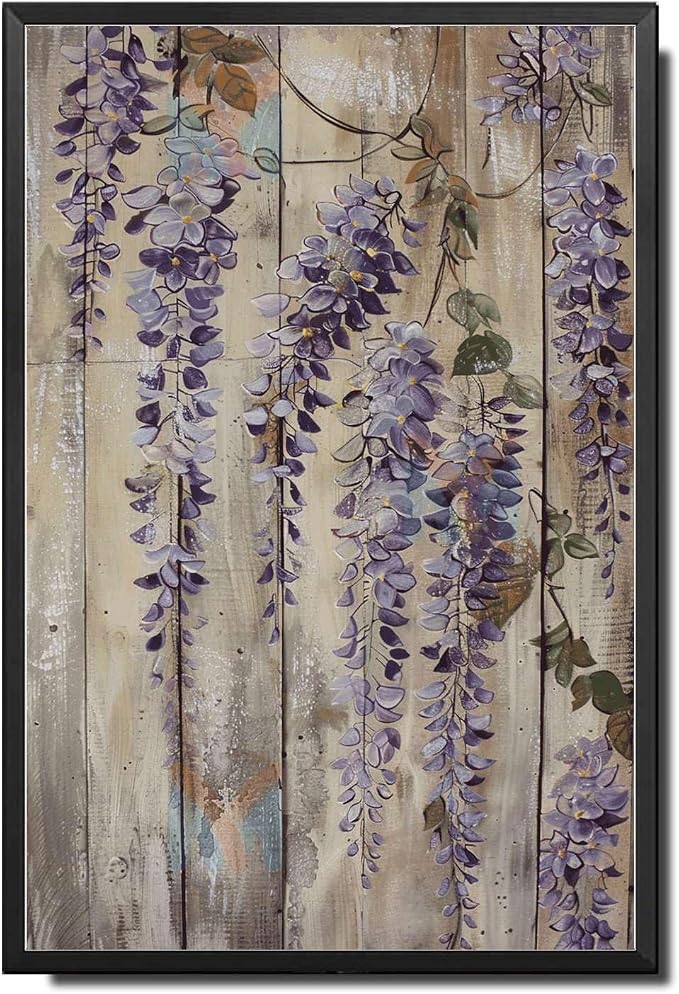 Metal Sign Tin Sign Vintage Wall Art Rustic Grace Wisteria Tin Sign for Easy Installation Weather Resistant Design and Vintage Eleganc Tin Sign for Club 8×12 Inches with Metal Frame