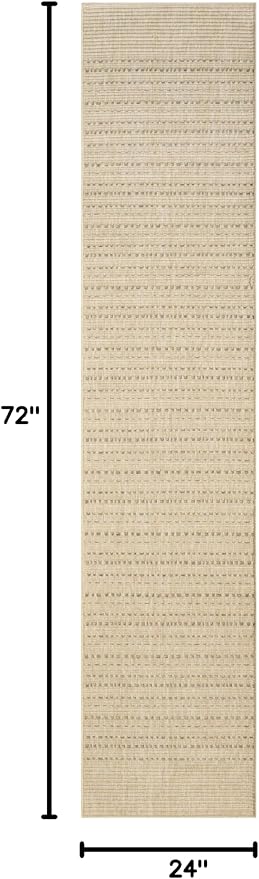 Nourison Home Tulum Taupe 2' x 6' Area Rug - Easy Clean, Non Shedding, Bed Room, Living Room, Dining Room, Kitchen (6' Runner)