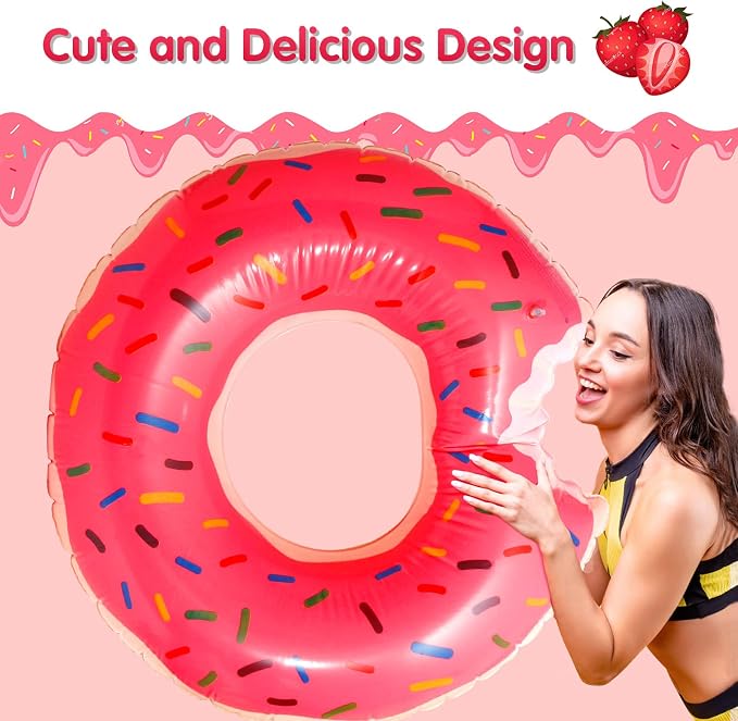 DMAR Donut Pool Float - Donut Tube & Ring for Beach & Pool