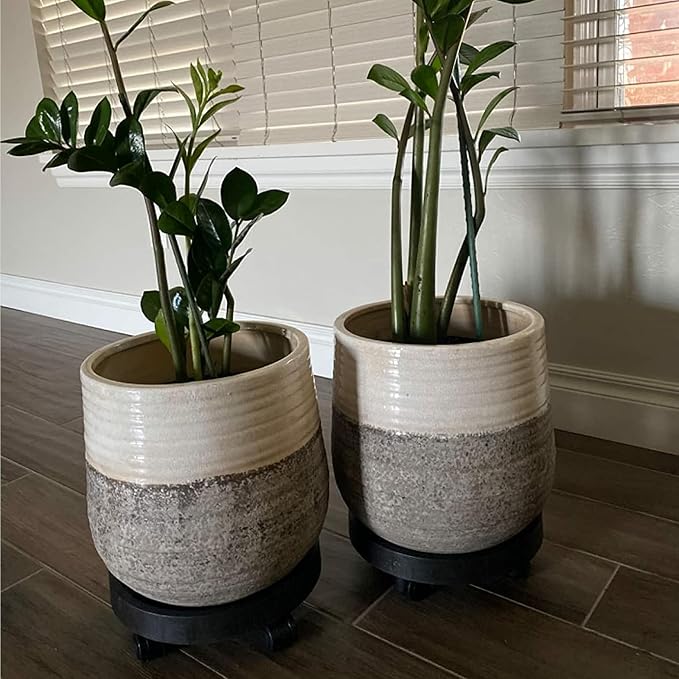 2 Pack of 14 Inch Heavy Duty Plant Caddy with Wheels,Rolling Plant Stand Pot Trolley,Wheeled Planter Saucer Tray,Potted Flower Mover Dolly with Casters Round Coaster for Indoor Outdoor