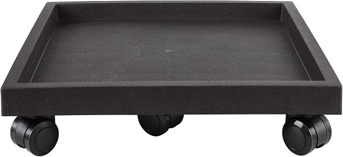 18.1 Inch Square Rolling Plant Caddy Saucer with Wheels, Wheeled Planter Stand for Potted Plant, Coaster Roller Base Tray with Casters, Flower Pot Dolly Holder, Brown