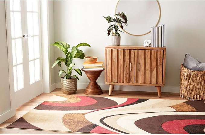 Home Dynamix Tribeca Slade Modern Area Rug, Abstract Brown/Red 39"x55"