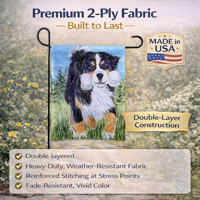 Caroline's Treasures SS8860GF Bernese Mountain Dog Garden Flag Mailbox Flag Decorative Yard Flag Banner Outside Patio Artwork Yard Flower Beds, Garden Size, Multicolor