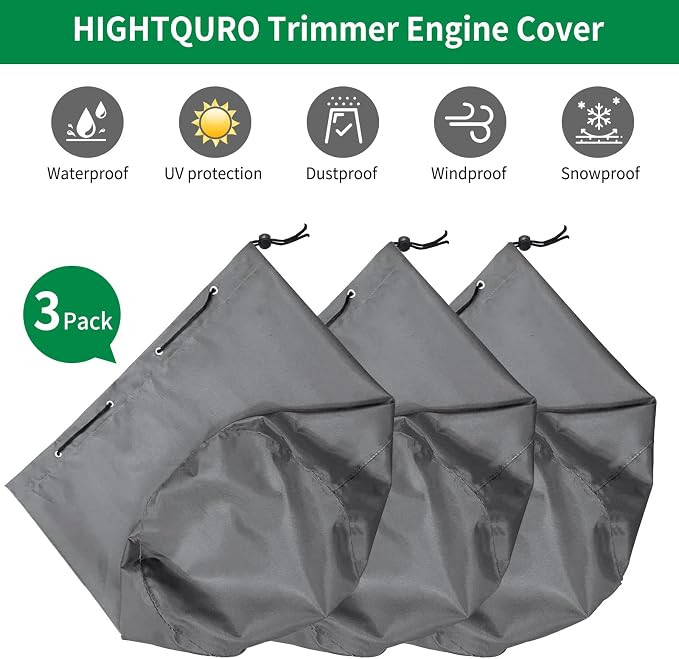 Trimmer Engine Cover,Heavy Duty Waterproof Trimmer Cover, Weed Eater Covers, Fits for General Weed Eater Edger, Pole Saw, Brush Cutters and Hedge,3 Pack,Grey