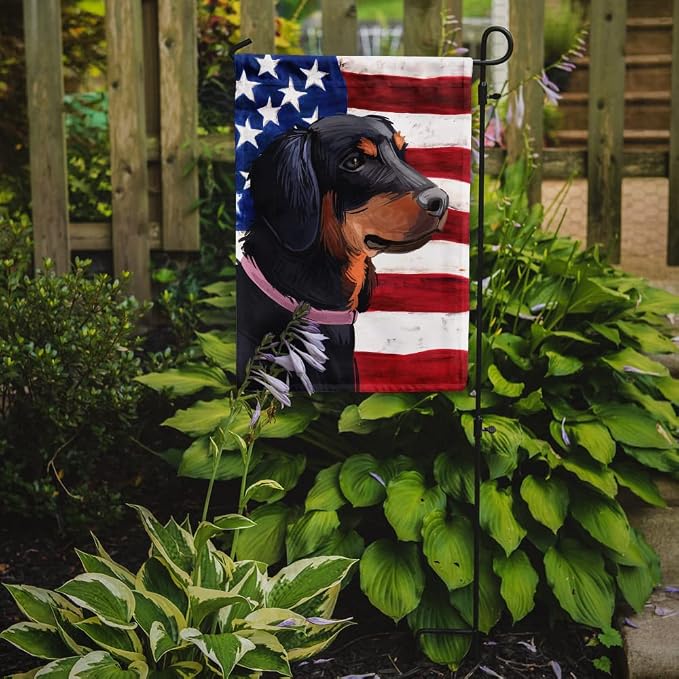 Caroline's Treasures CK6713GF Slovensky Kopov American Flag Garden Flag Mailbox Flag Decorative Yard Flag Banner Outside Patio Artwork Yard Flower Beds, Garden Size, Multicolor