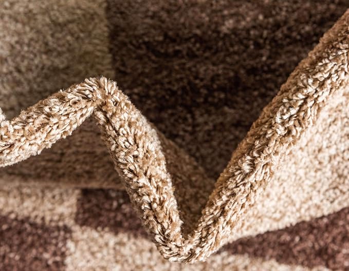 Unique Loom Autumn Collection Modern Contemporary Casual Abstract Area Rug (Beige/ Dark Brown Tonal, 8 ft Round)