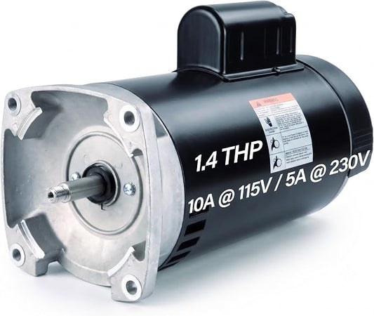 1 HP Pool Pump Motor, 56Y Square Flange, 115/230V, 3450 RPM, ODP | Single speed replacement motor, compatible with B2853/B853 specs, 1.4 service factor