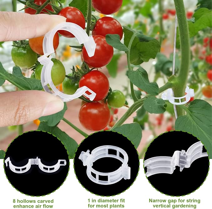 20Pcs Tomato Hooks with String, Tomato Support Hooks, Tomato Holder Hooks & Plant Support Clips with 33.3ft Twine to Prevent Tomatoes from Pinching or Falling Off