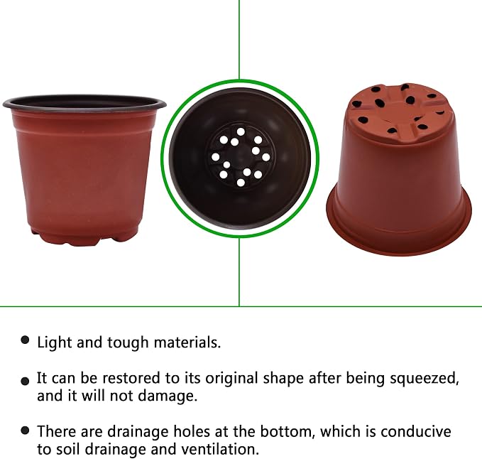HOSTIC 5.9 Inch Nursery Pot Seedling Pot Plant Container Seed Starting Pots Multipurpose Plastic Pots 100 Packs