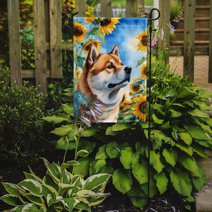Caroline's Treasures DAC6003GF Akita in Sunflowers Garden Flag Mailbox Flag Decorative Yard Flag Banner Outside Patio Artwork Yard Flower Beds, Garden Size, Multicolor