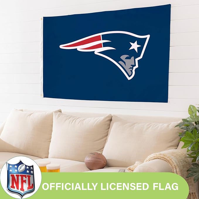 NFL New England Patriots 3 x 5 Outdoor Durable House Flag with Grommets | Sport Team Flag & Banner | Indoor Wall Decor Flag for Room | Works with Flag Poles for Outside House