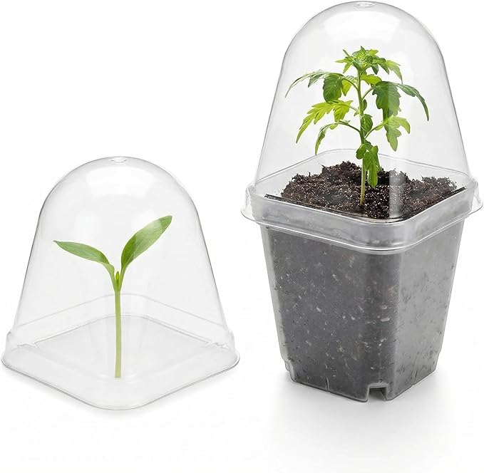 RooTrimmer 120 Pack Clear Humidity Domes, Transparent Seedling Domes Compatible with 2.7 Inch Square Nursery Pots for Seedlings