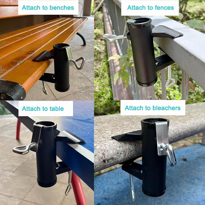 Patio Umbrella Holder Clamp,Heavy Duty Patio Umbrella Clamp Deck Umbrella Stand,Metal Umbrella Clamp Outdoor Umbrella Mount Bracket for Fences,Railing,Deck,Bench,Boats,Bleachers